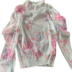 Love is for Eternity Mesh Sheer Floral Blouse